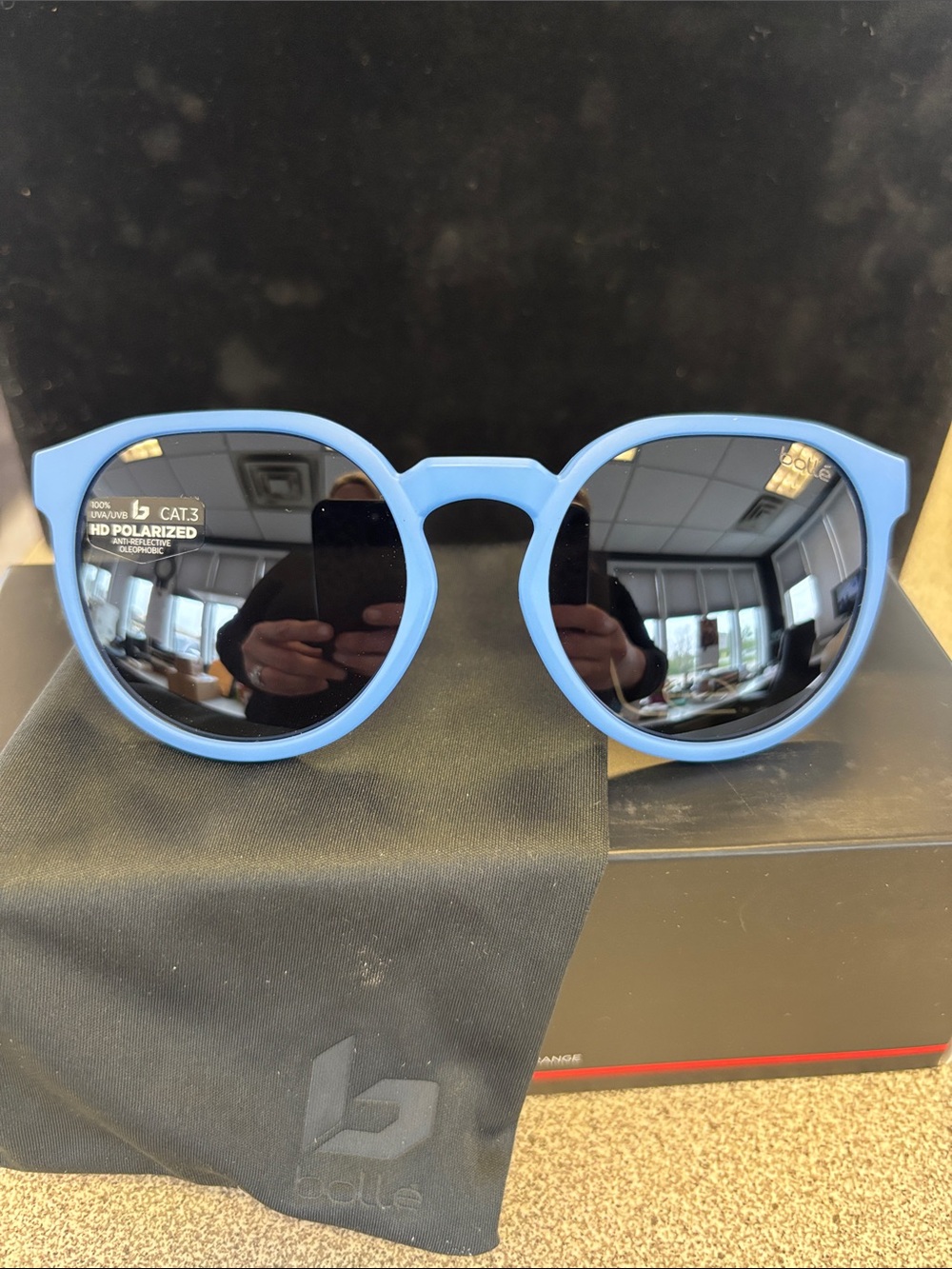 Bolle’ Unisex Merit Azure Matte Sunglasses with Dark Polarized Lenses